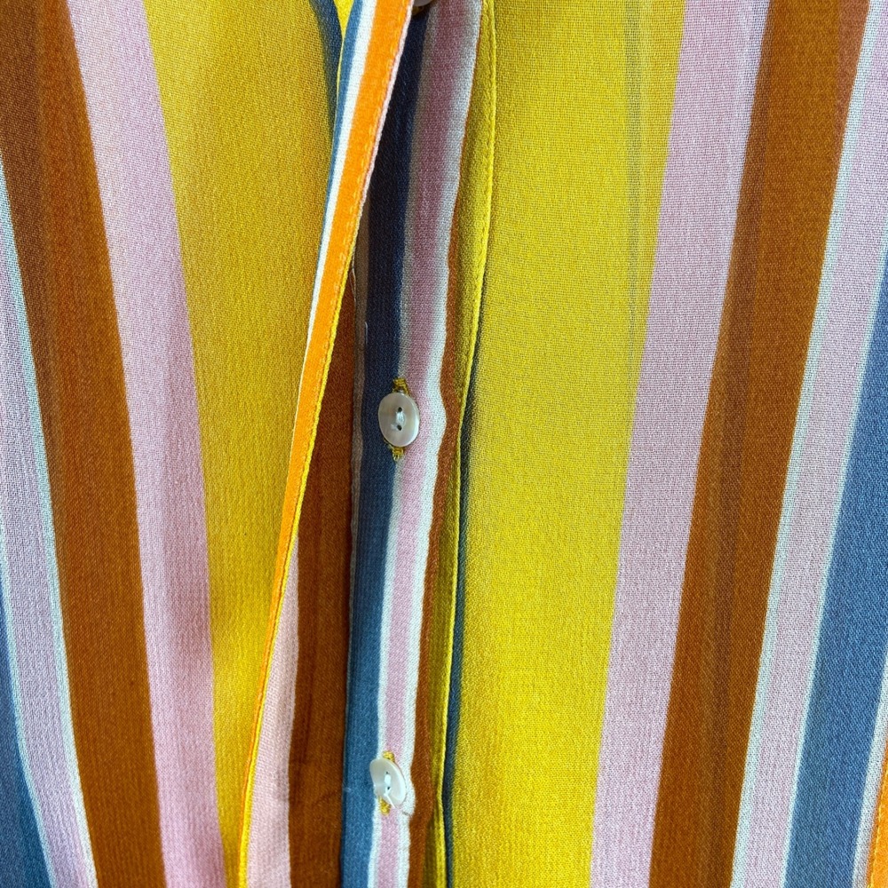 All Saints Adra Stripe Shirt Multicolor Sheer Long Sleeve Blouse Womens US 0 View 4